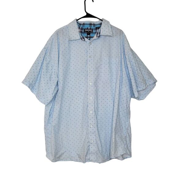 Panhandle Light Blue Paisley Dot Print Short Sleeve Western Button Front Shirt - Picture 1 of 9